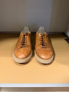 Brunello Cucinelli Tan Leather Low-Top Sneakers